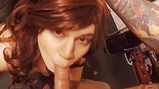 Tattooed bloke sticks his hard dick balls deep in the tranny's sweet ass