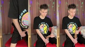 quick dorm jerk makes 23cm cock squirt everywhere