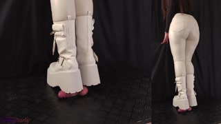 Friend's Sister Crushing Cock and Balls in Giant Platform Boots with Extreme Sole Tread - Shoejob