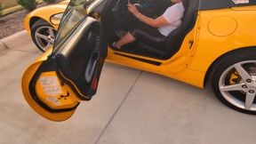 Cory drives and floors her girlfriends Corvette