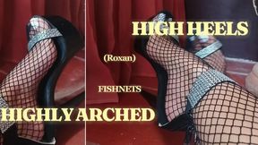 Deep arches fishnet stockings painted nails and high heels (3)