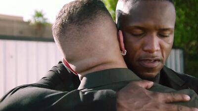 Buff black guy fucks a bearded hunk after oral foreplay