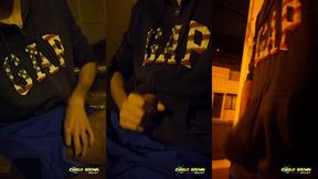 jerking off outside close up cum with cars passing by - camilo brown