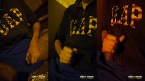 jerking off outside close up cum with cars passing by - camilo brown