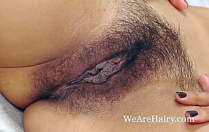 Sexy Max Makita fingers her hairy pussy on floor
