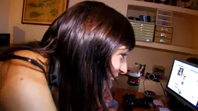 Hot babe gets full cum load in her face