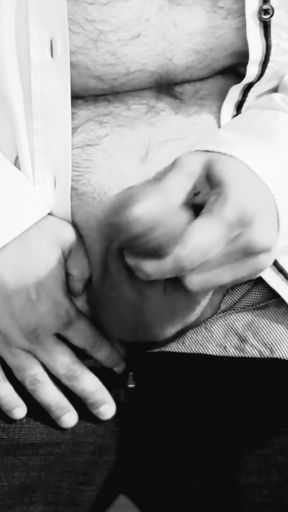Jerking Off Untill I Cum In Slow Motion And Close Up (vertical video) Black and White filter