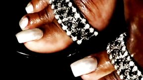 Beautiful long pearl toenails