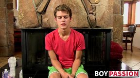Hot young Alex Jordan jerking off with fleshlight solo