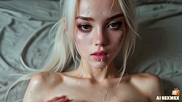 Hot blonde girl sucks big cock - Big tits and ass stepsis [AI]