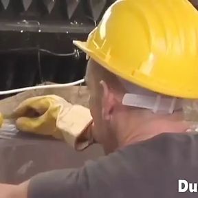 Dudes working at a construction site fuck at work