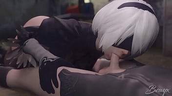 2B le da tremenda chupada a la polla de 9S - Nier: Automata