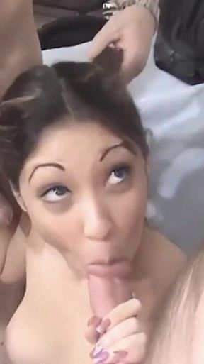 Tiny Petite Asian DP - 2 Cocks Stretch Her Tight Holes