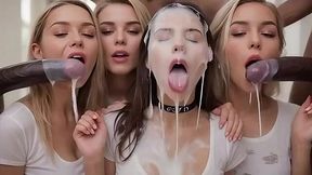 AI generated babes enjoy their faces covered with huge loads of cum