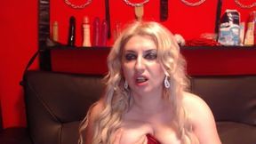 Blonde Girl in Red Corsette