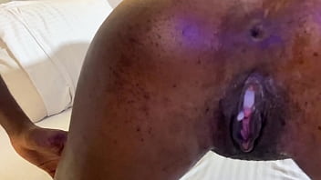 This African black big dick fucked his girlfriend so good she slid his dick into her ass hole for some anal so she can cum then the show ended with an amazing creampie