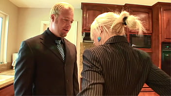 She even wrapped his tie around her neck as she sucked his dong and got him to spurt his...