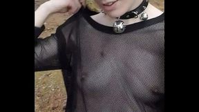 Exhibitionist teen Hanna Drowzee CAUGHT TWICE PUBLIC masturbation and flashing her sexy tits like a horny slut!