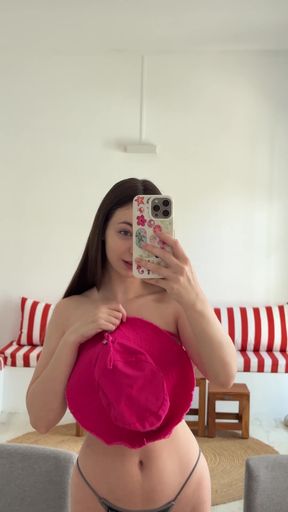Tiny solo amateur teen shows off her perky boobs and ass on OnlyFans