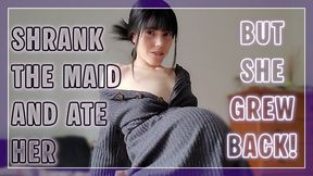 Giantess Lunasha Shrinks The Maid And Consumes Her - Watch as your girlfriend Lunasha swallows the maid and gets bloated after the shrinking wears off and the maid expands in her belly, allowing you to fuck both of them at the same time