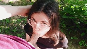 Risky public fuck in a park with my new Russian skinny gf