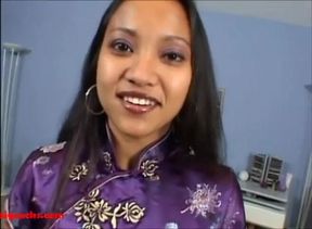 Big huge white monster cock breaking open asian maid pussy