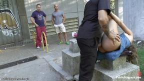 ”Babe in light dress crawl in public”