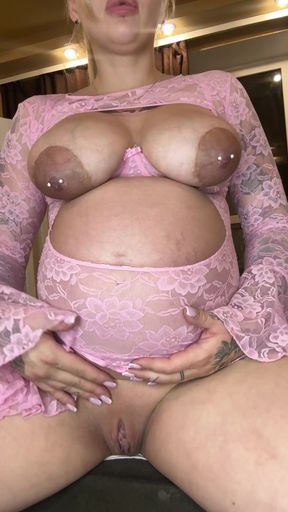 Pregnant belly hides a wet and eager pussy