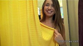 Busty babe gets rough in crowded locker room