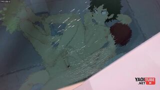 My Hero academia Yaoi - Todoroki and Bakugo plumb Deku in a dp