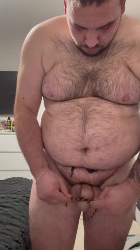 Cock and ball bondage with nipple play crossdress and but plug part 1