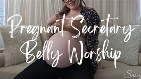 Pregnant Secretary Belly Worship - A roleplay pregnancy scene featuring Pregnant Belly, Belly Shaking, Belly Slapping, and Spitting ft MILF Sassypantz