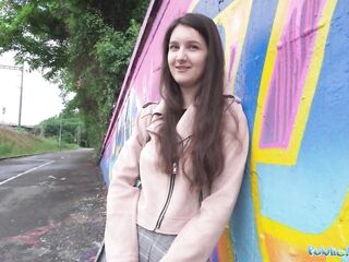 Public Agent - super natural and cute real european 19yr college student with natural tits and red underware screwed outside