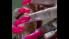 Ariesbbw has long pink nails