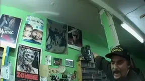 Voyeur slut gets her face covered in dirty cum in POV