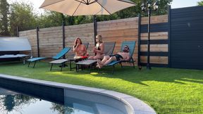 Marie and Lucas Lumacarie Fuck with Adelie by the Pool
