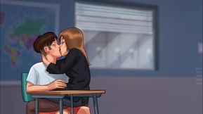 Miss bissette teaches Anon French kiss - summer time saga gameplay