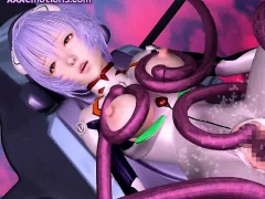 Animated doll drilled by tentacles