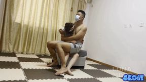 Lapsitting a nurse uniform girl and lick nipple on the chair #AS047