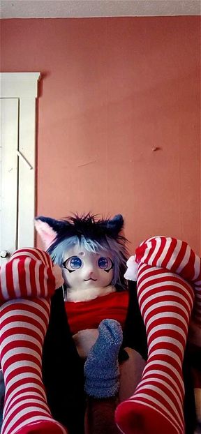 Lightning masturbating in her Christmas dress