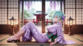 Purple Kimono Goddess! Can't Handle the Wetness Under the Red Torii Gate