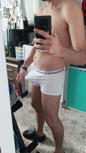 Turkish lingerie masturbates white boxer lover