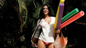 Stunner Sophia Leone at poolside scene