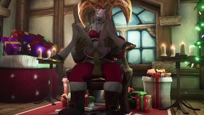 sexy demon girl sit s on orc santa s lap - warcraft parody