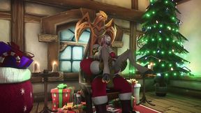 sexy demon girl sit s on orc santa s lap - warcraft parody