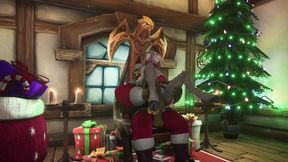 sexy demon girl sit s on orc santa s lap - warcraft parody