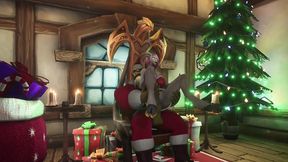 sexy demon girl sit s on orc santa s lap - warcraft parody