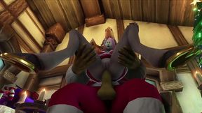 sexy demon girl sit s on orc santa s lap - warcraft parody