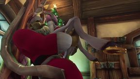 sexy demon girl sit s on orc santa s lap - warcraft parody