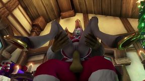 sexy demon girl sit s on orc santa s lap - warcraft parody